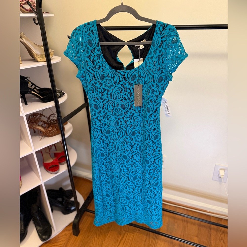 Eva Mendes for New York & Company Turquoise Lace Backless Dress